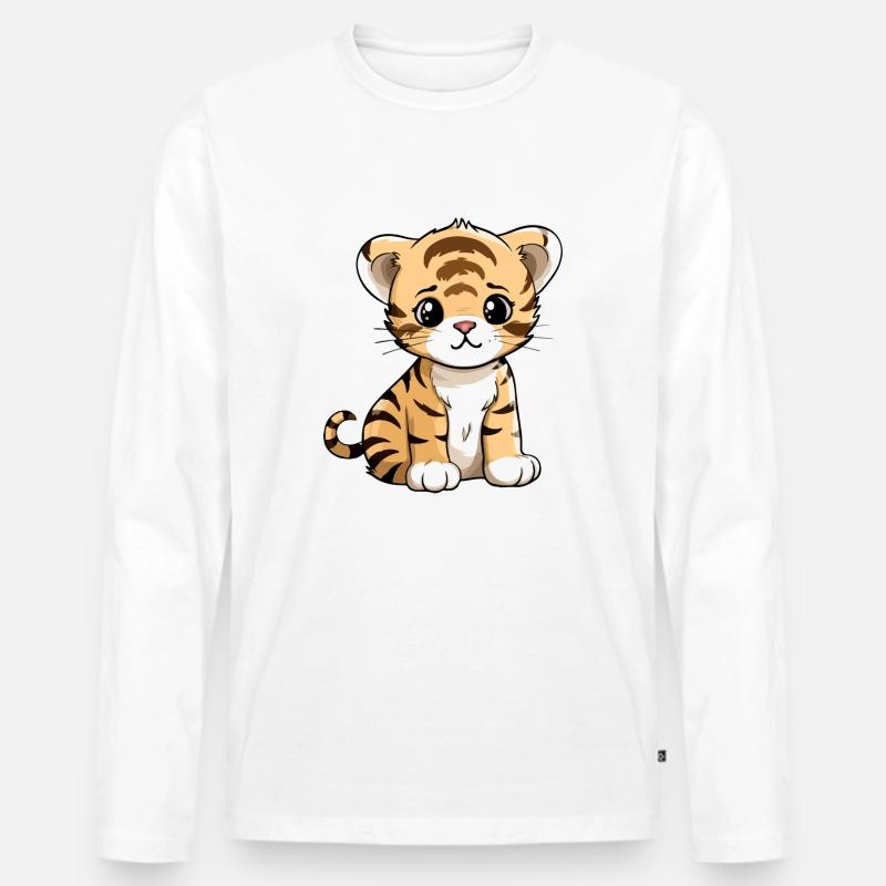 Loko, das Tigerjunge, - Männer Premium Bio Langarmshirt - Weiß