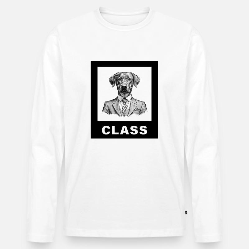 Dog with Class - Männer Premium Bio Langarmshirt - Weiß