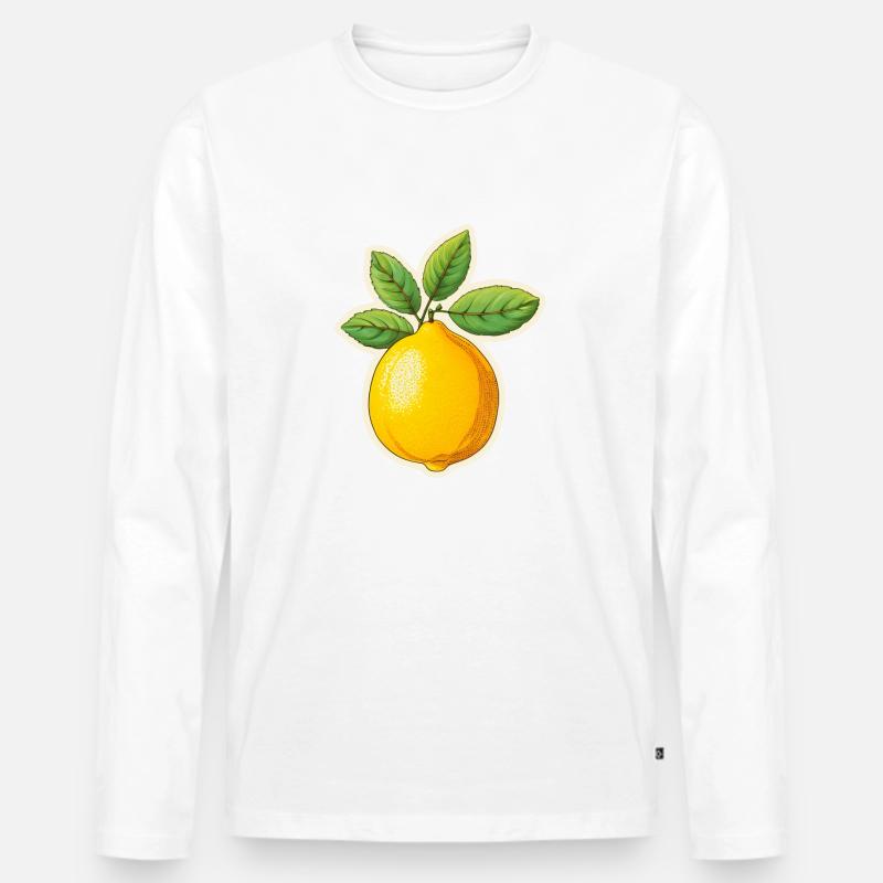Zitrone mit 4 Blättern - Männer Premium Bio Langarmshirt - Weiß