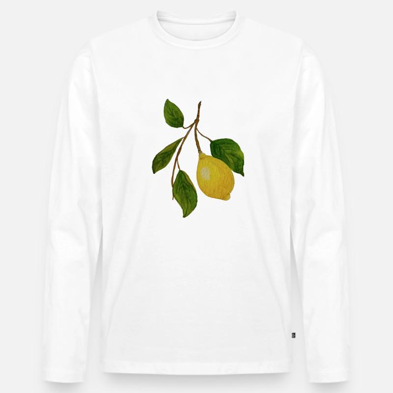 Zitronenzweig - Männer Premium Bio Langarmshirt - Weiß