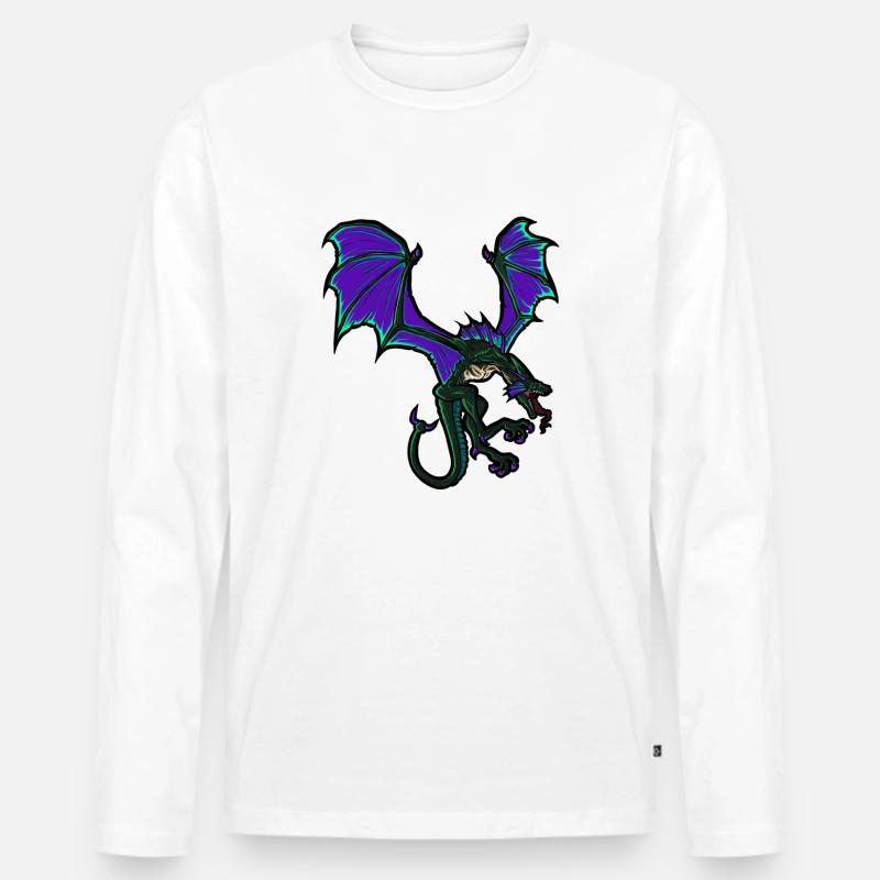 Drache - Männer Premium Bio Langarmshirt - Weiß