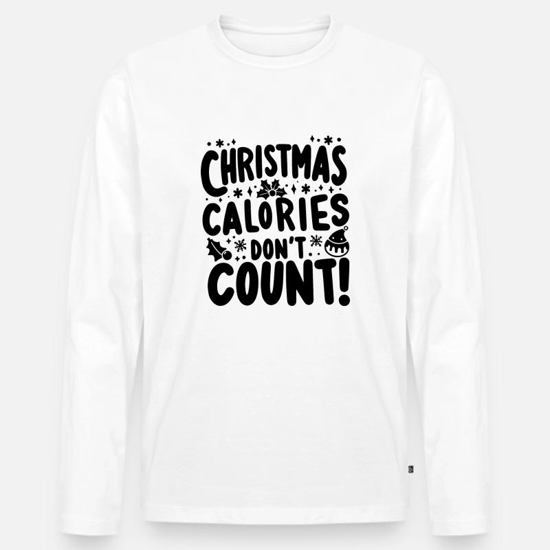 Weihnachtskalorien zählen nicht - Männer Premium Bio Langarmshirt - Weiß