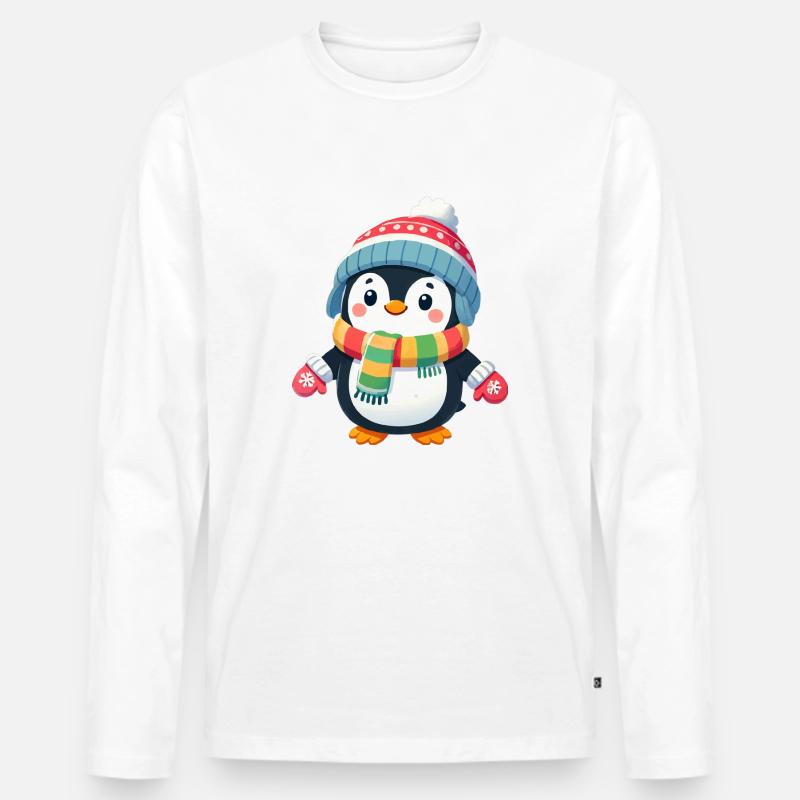 pinguin comic - Männer Premium Bio Langarmshirt - Weiß