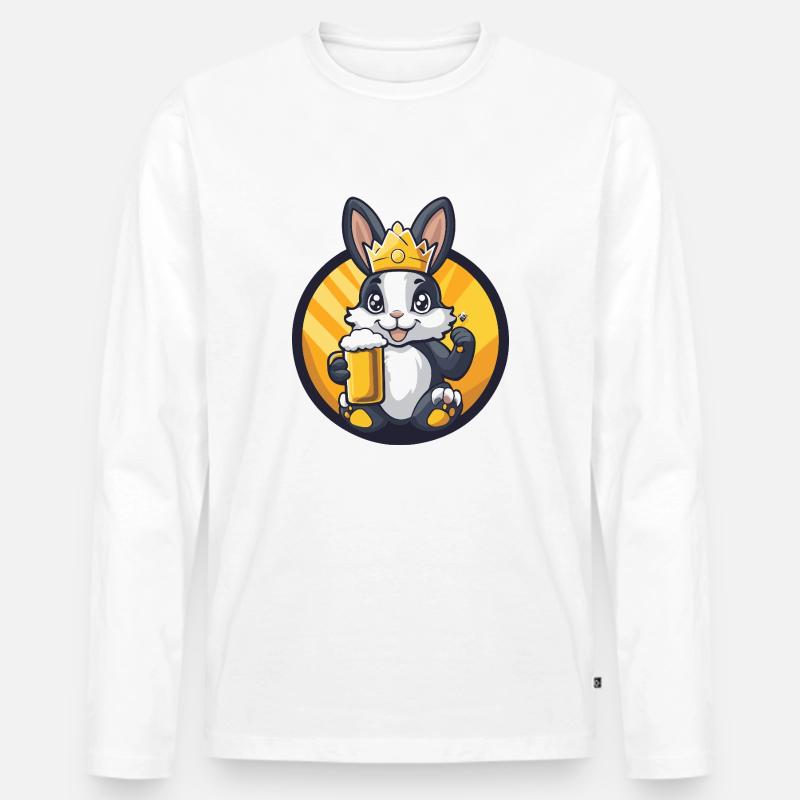 Hase Bier - Männer Premium Bio Langarmshirt - Weiß