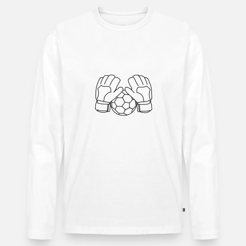 Fußball mit Torwart Handschuhen - Männer Premium Bio Langarmshirt - Weiß