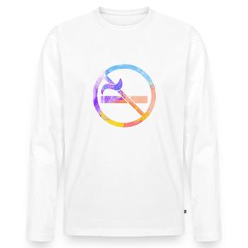 Rauchen verboten - Männer Premium Bio Langarmshirt - Weiß - Vorne - Nico (187cm)