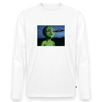 OVNI Attirant l’Œil Extraterrestre Vert - T-shirt manches longues Premium bio Homme - blanc - Devant - Nico (187cm)