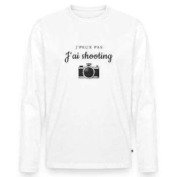 J peux pas j ai shooting photo - Photographe - T-shirt manches longues Premium bio Homme - blanc - Devant - Nico (187cm)