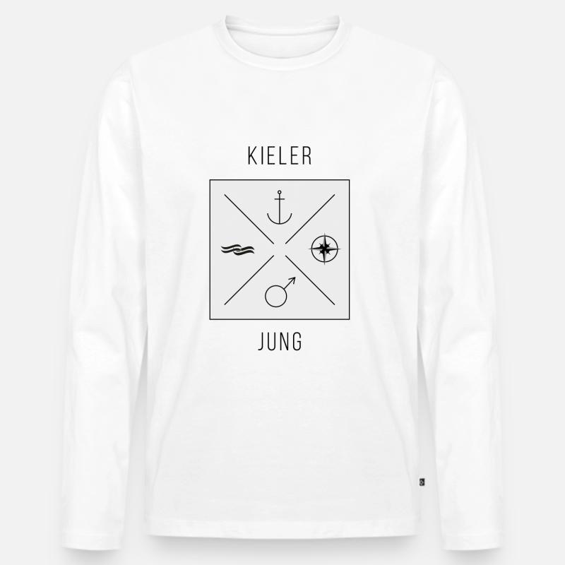 Kieler Jung - Männer Premium Bio Langarmshirt - Weiß