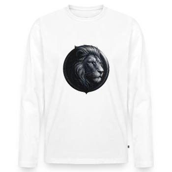 King of the Beasts – Noble Lion Profile in Emblem - Men's Premium Organic Long Sleeve Shirt - white - Front - Nico (187cm)