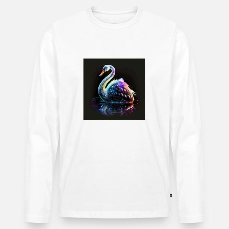 SCHWAN MIT SEINEM SPIEGELBILD - Männer Premium Bio Langarmshirt - Weiß