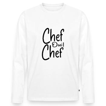 Chef Oui Chef - Humour Chef - T-shirt manches longues Premium bio Homme - blanc - Devant - Nico (187cm)