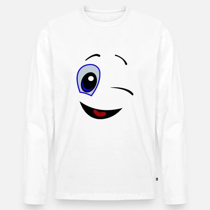 Lachender Emoji - Männer Premium Bio Langarmshirt - Weiß