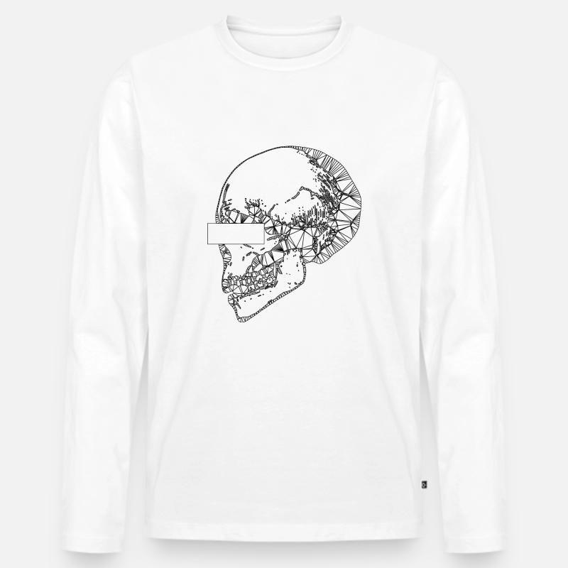 Totenkopf Totenschaedel - Männer Premium Bio Langarmshirt - Weiß