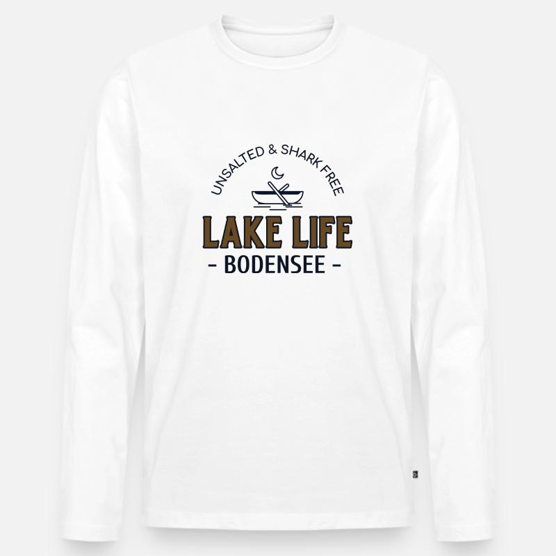 Bodensee - Männer Premium Bio Langarmshirt - Weiß