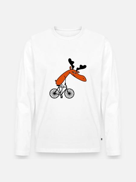 Bicycle Moose (c) - Men's Premium Organic Long Sleeve Shirt - white