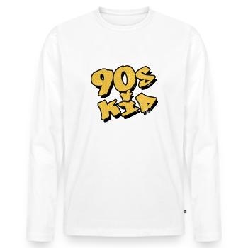 90s kid 90er - Männer Premium Bio Langarmshirt - Weiß - Vorne - Nico (187cm)
