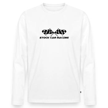 Stock Car Racing chequered flag, black - Men's Premium Organic Long Sleeve Shirt - white - Front - Nico (187cm)