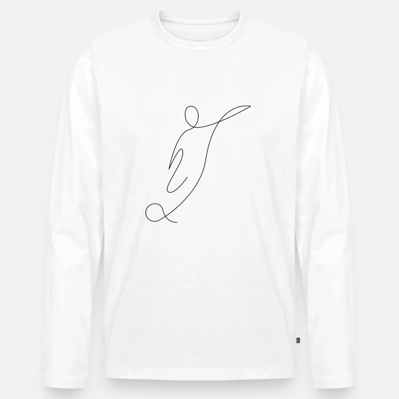 Fußball one Line - Männer Premium Bio Langarmshirt - Weiß