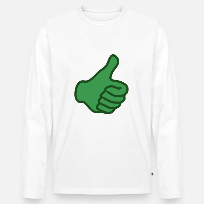 Daumen hoch - Männer Premium Bio Langarmshirt - Weiß