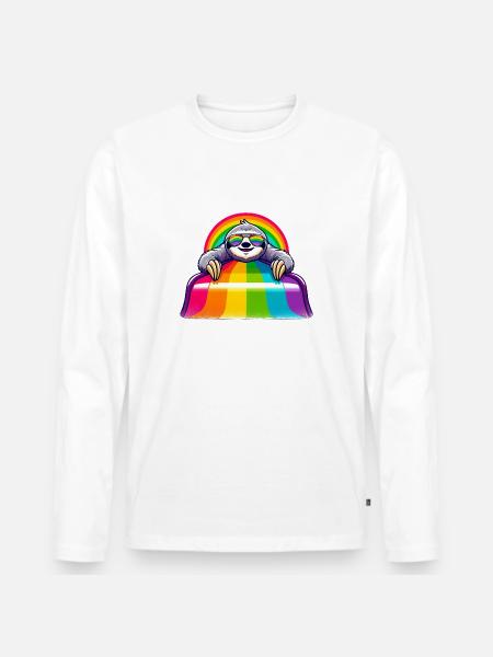 LGBTQ Pride Sloth Rainbow Playground - Men's Premium Organic Long Sleeve Shirt - 