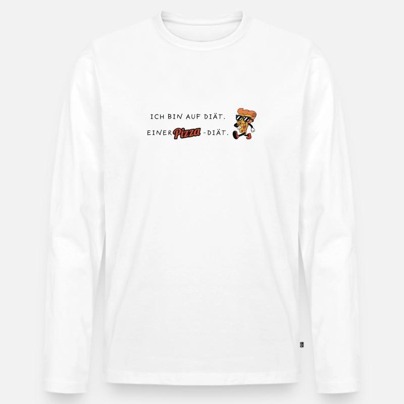 Pizza - Männer Premium Bio Langarmshirt - Weiß