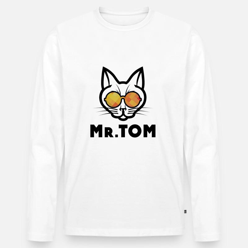 Mr Tom - Männer Premium Bio Langarmshirt - Weiß
