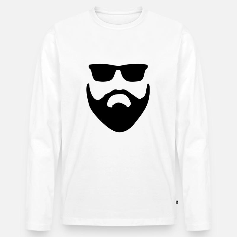 Mann mit Bart - Männer Premium Bio Langarmshirt - Weiß