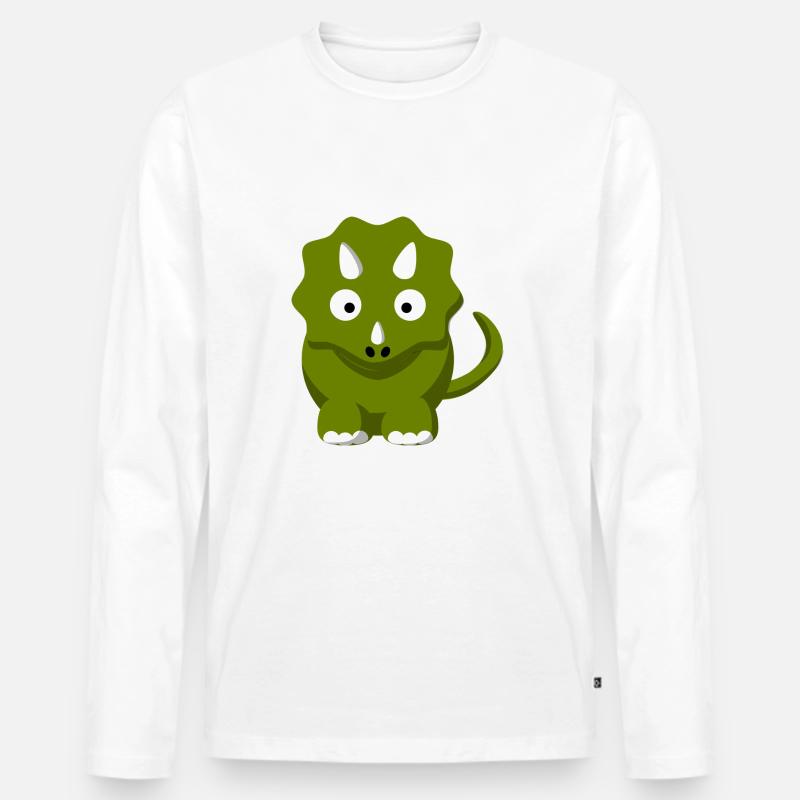 Dinosaurier Comic Triceratops - Männer Premium Bio Langarmshirt - Weiß