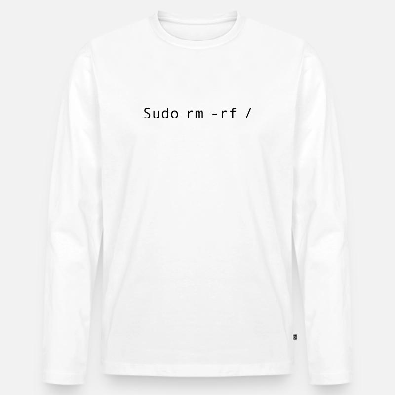 Linux Coding Sudo rm -rf / - Men's Premium Organic Long Sleeve Shirt - white