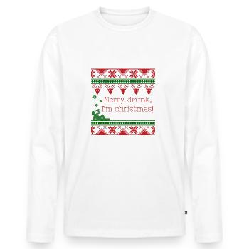 Pull de Noël laid cadeau de Noël drôle - T-shirt manches longues Premium bio Homme - blanc - Devant - Nico (187cm)