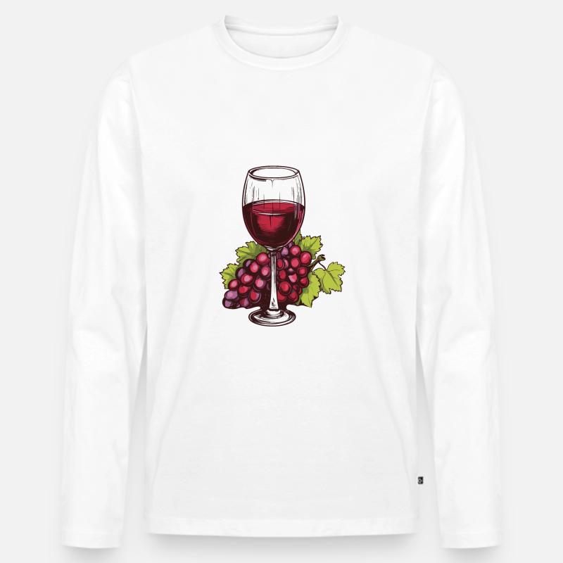 Weinglas Trauben Wein - Männer Premium Bio Langarmshirt - Weiß