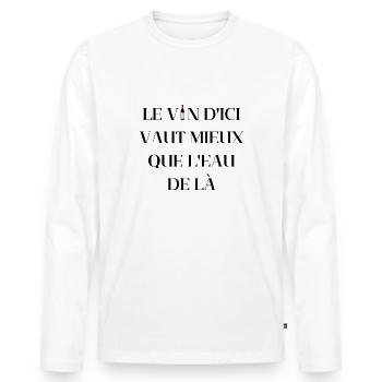 Amateur vin - T-shirt manches longues Premium bio Homme - blanc - Devant - Nico (187cm)