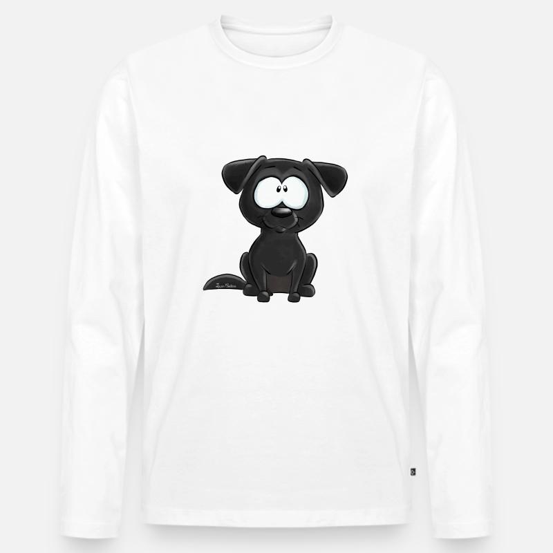 Schwarzer Labrador - Männer Premium Bio Langarmshirt - Weiß