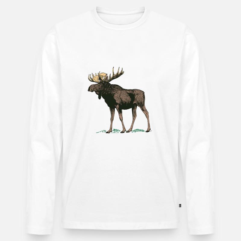 Elch Gewei - Männer Premium Bio Langarmshirt - Weiß