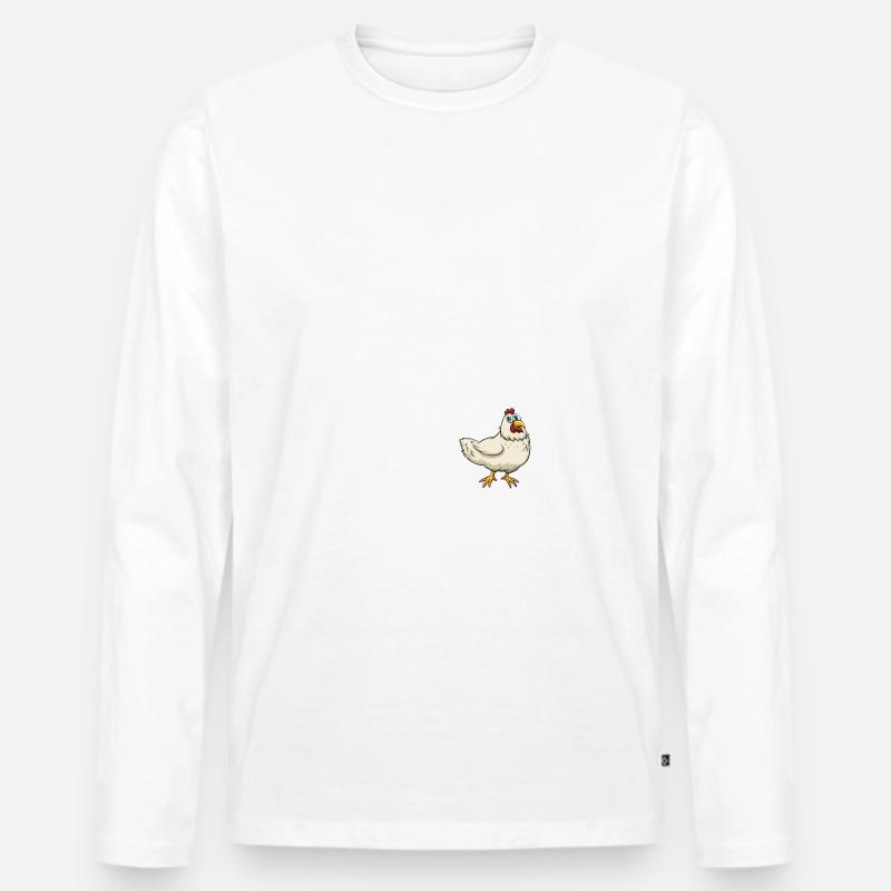 Chicken Huhn - Männer Premium Bio Langarmshirt - Weiß