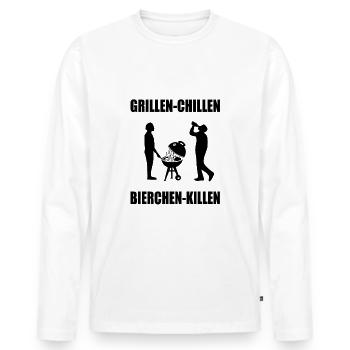 BBQ - Männer Premium Bio Langarmshirt - Weiß - Vorne - Nico (187cm)
