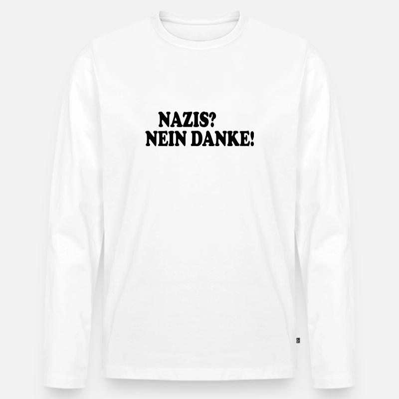 Nazis nein danke - Männer Premium Bio Langarmshirt - Weiß