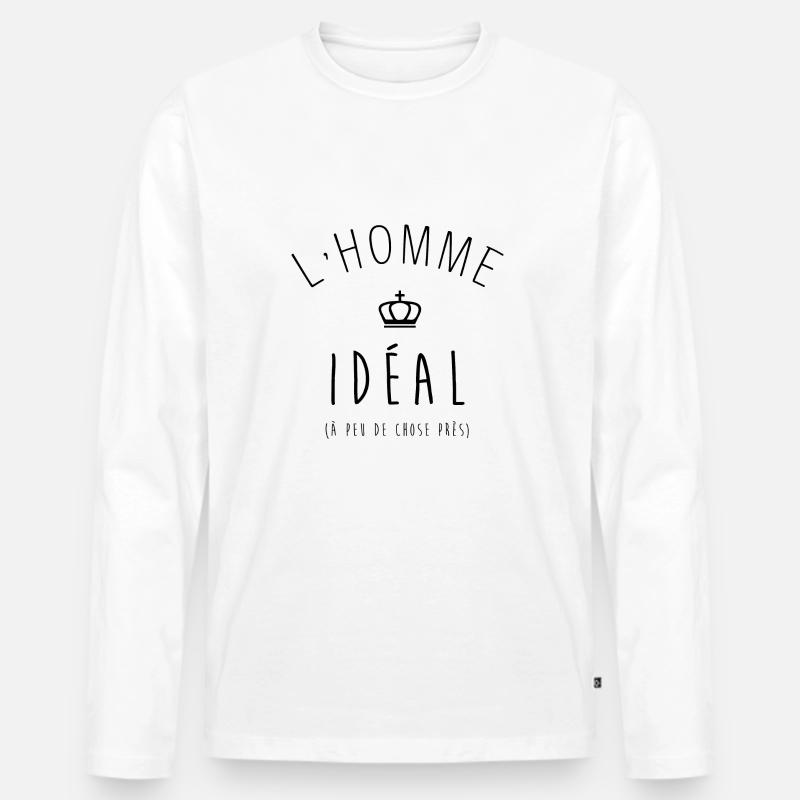 idealer Mann - Männer Premium Bio Langarmshirt - Weiß