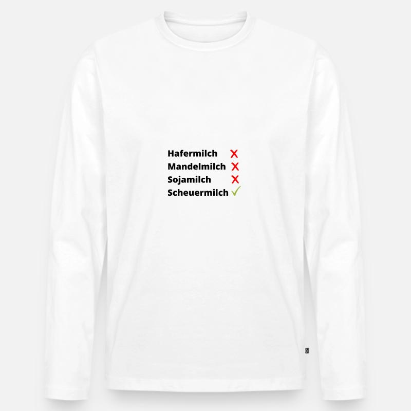 Hafermilch Mandelmilch Sojamilch Scheuermilch - Männer Premium Bio Langarmshirt - Weiß