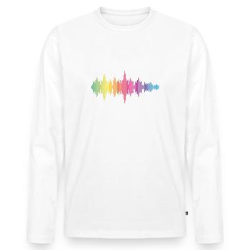 Fichier sonore - coloré - T-shirt manches longues Premium bio Homme - blanc - Devant - Nico (187cm)