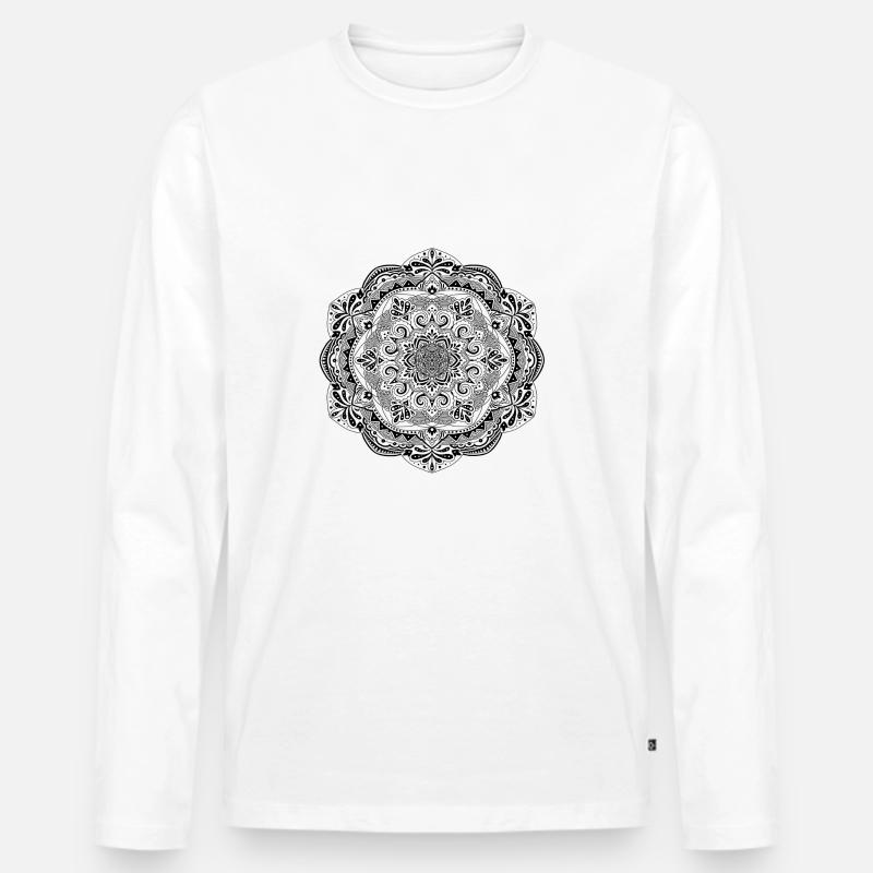 Mandala - Männer Premium Bio Langarmshirt - Weiß