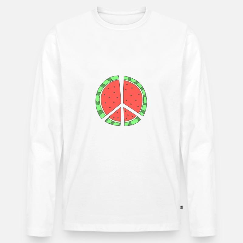 Sandia Frieden - Männer Premium Bio Langarmshirt - Weiß