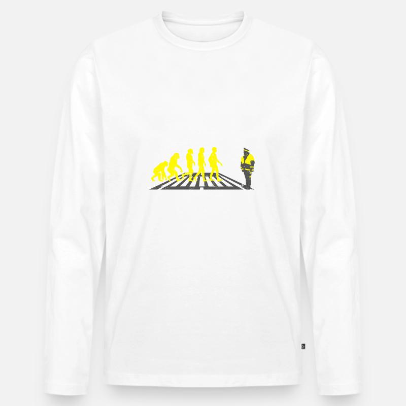 Schülerlotse Evolution Geschenk helfen schule - Männer Premium Bio Langarmshirt - Weiß