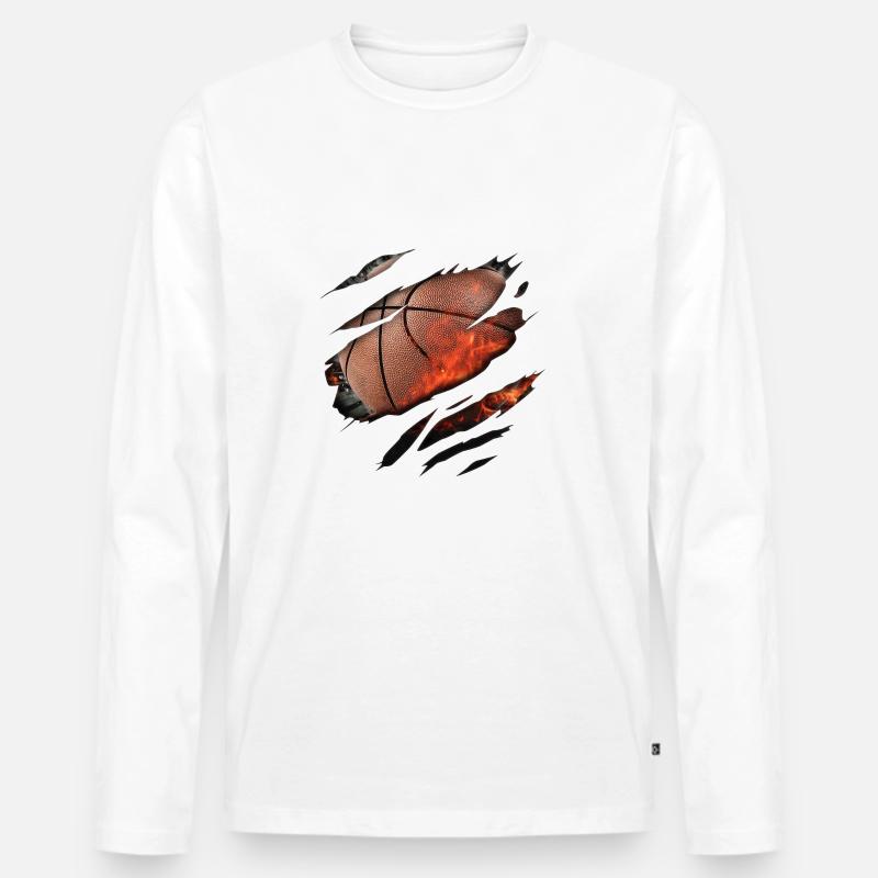 Basketball Feuer in mir - Männer Premium Bio Langarmshirt - Weiß