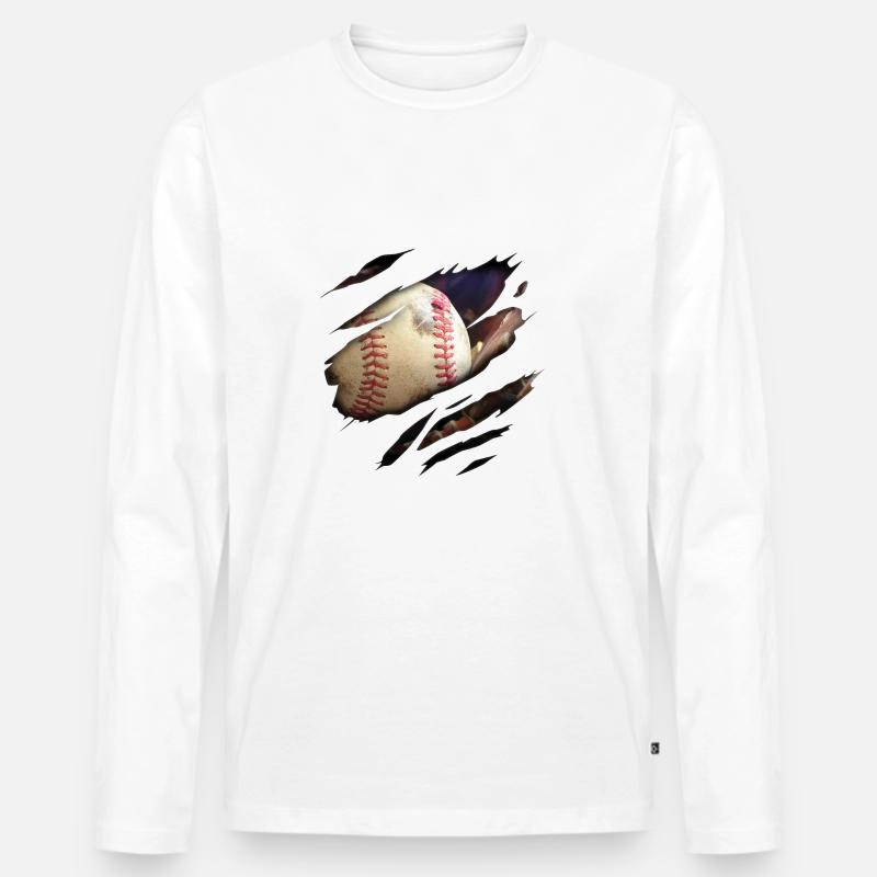 Baseball in mir - Männer Premium Bio Langarmshirt - Weiß