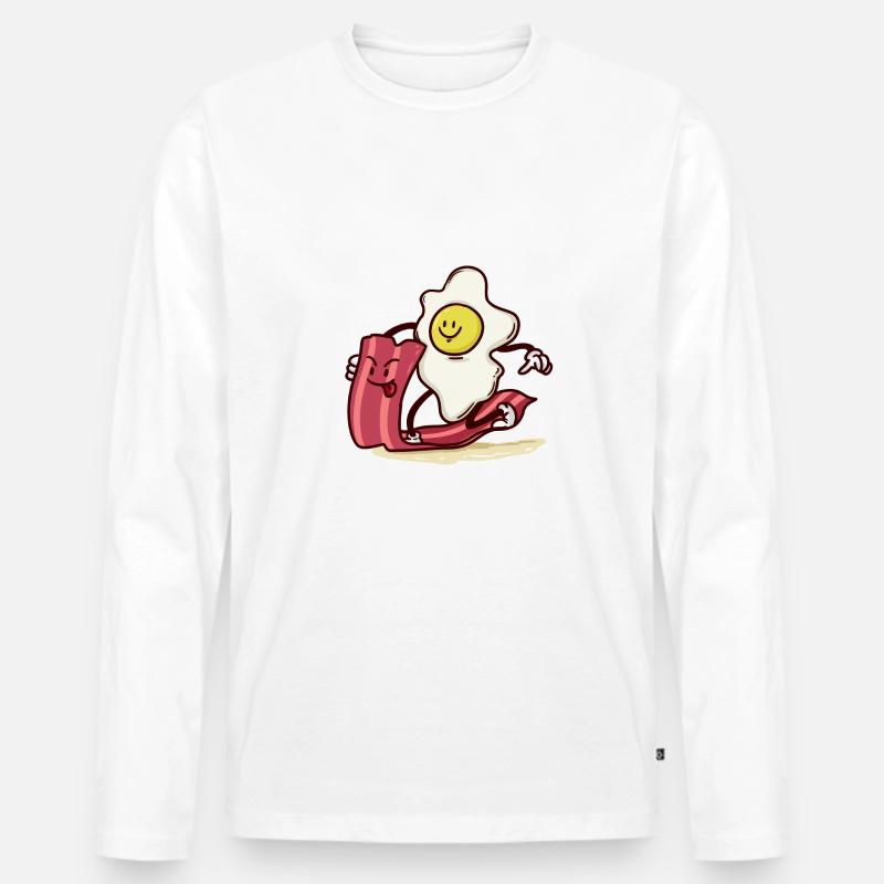 Ei reitet Bacon-Scheibe - Männer Premium Bio Langarmshirt - Weiß