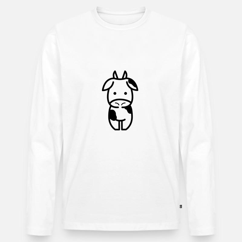 Kuh - Männer Premium Bio Langarmshirt - Weiß