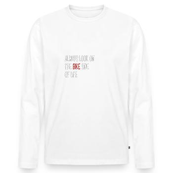Pour les professionnels de la course: le côté du vélo! - T-shirt manches longues Premium bio Homme - blanc - Devant - Nico (187cm)