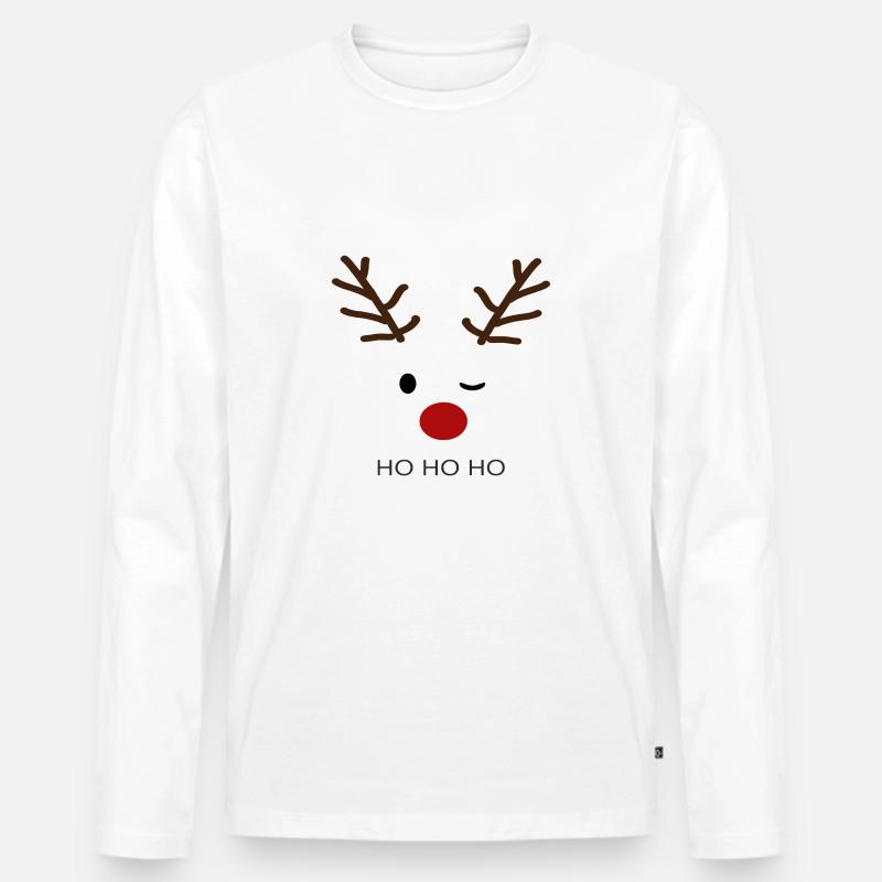 Reindeer HoHoHo - Männer Premium Bio Langarmshirt - Weiß